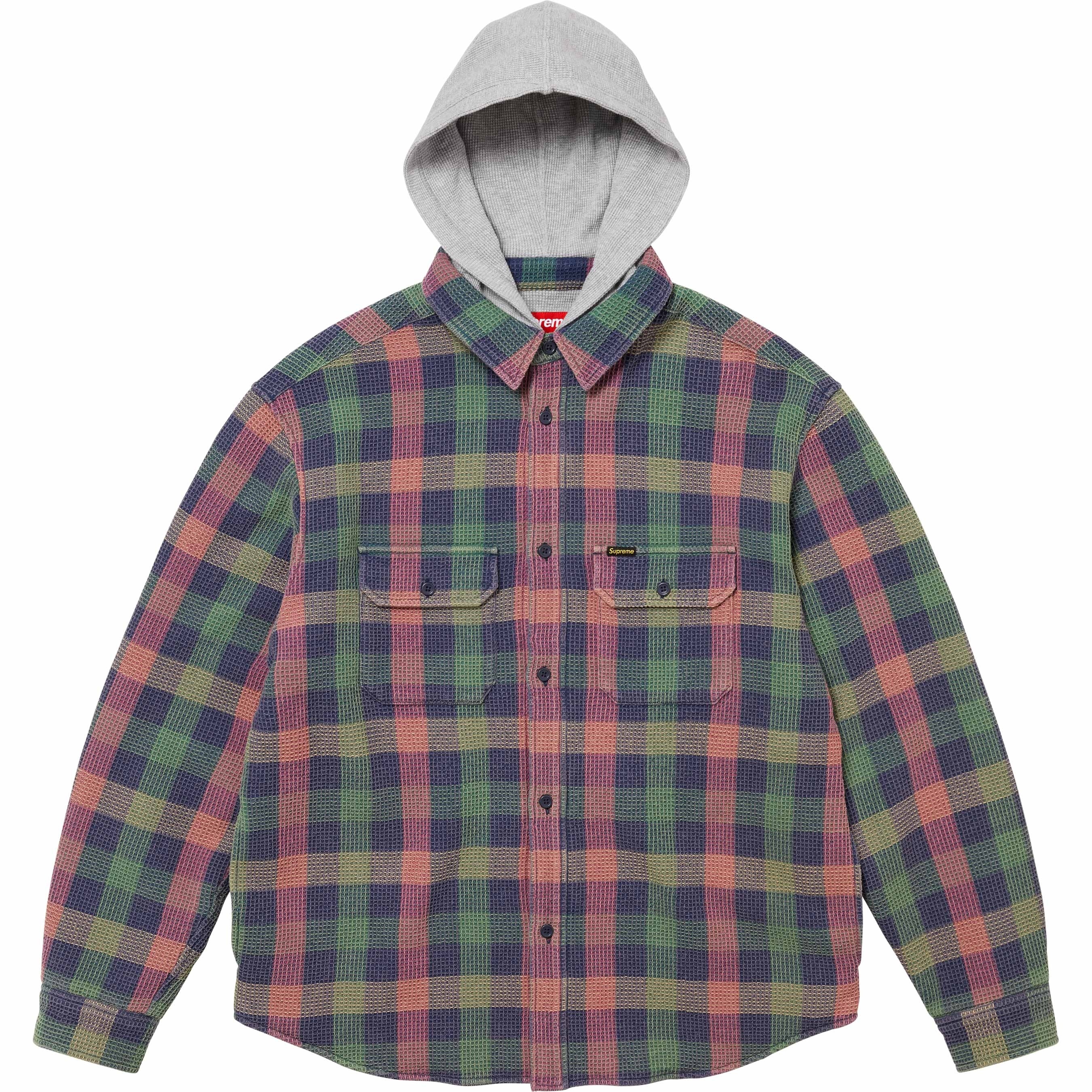 Waffle Plaid Hooded Shirt view 4